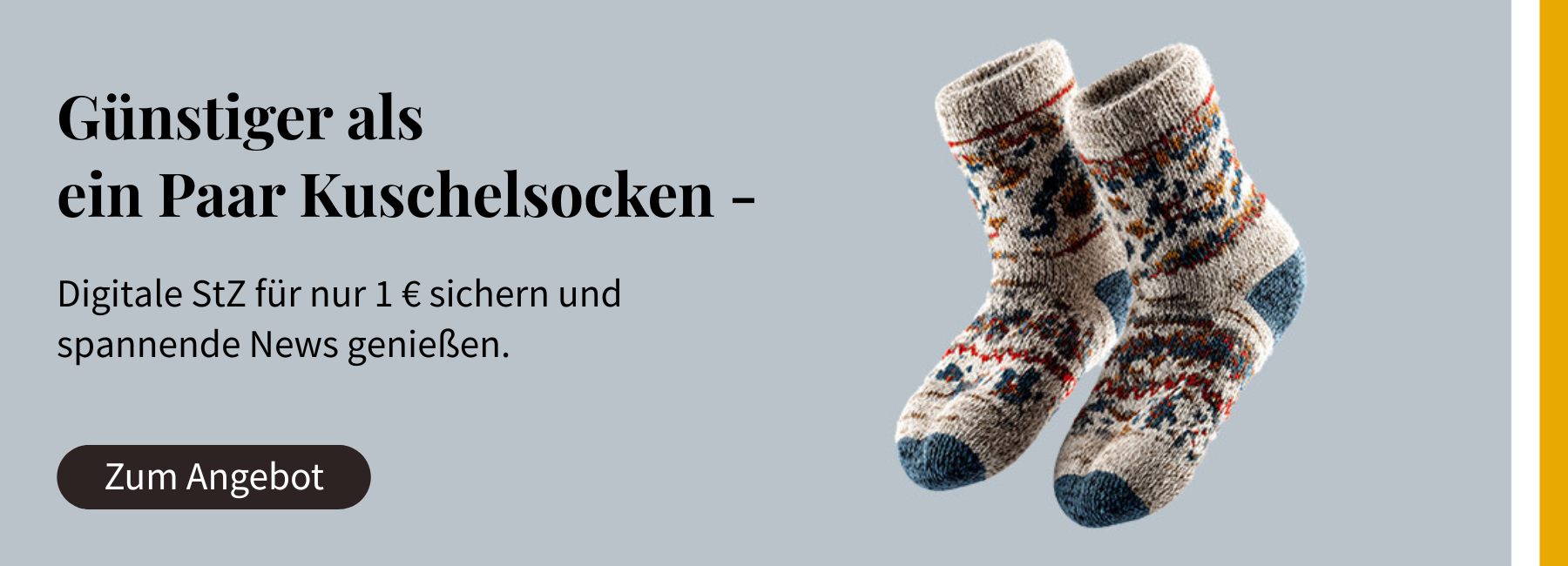Günstiger als ein Paar Kuschelsocken. Digitale StZ für nur 1 € testen.